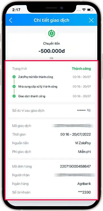 Bước 3 : Lấy hóa đơn chi tiết